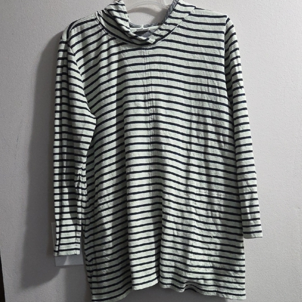J. Jill Navy and Cream Striped Top